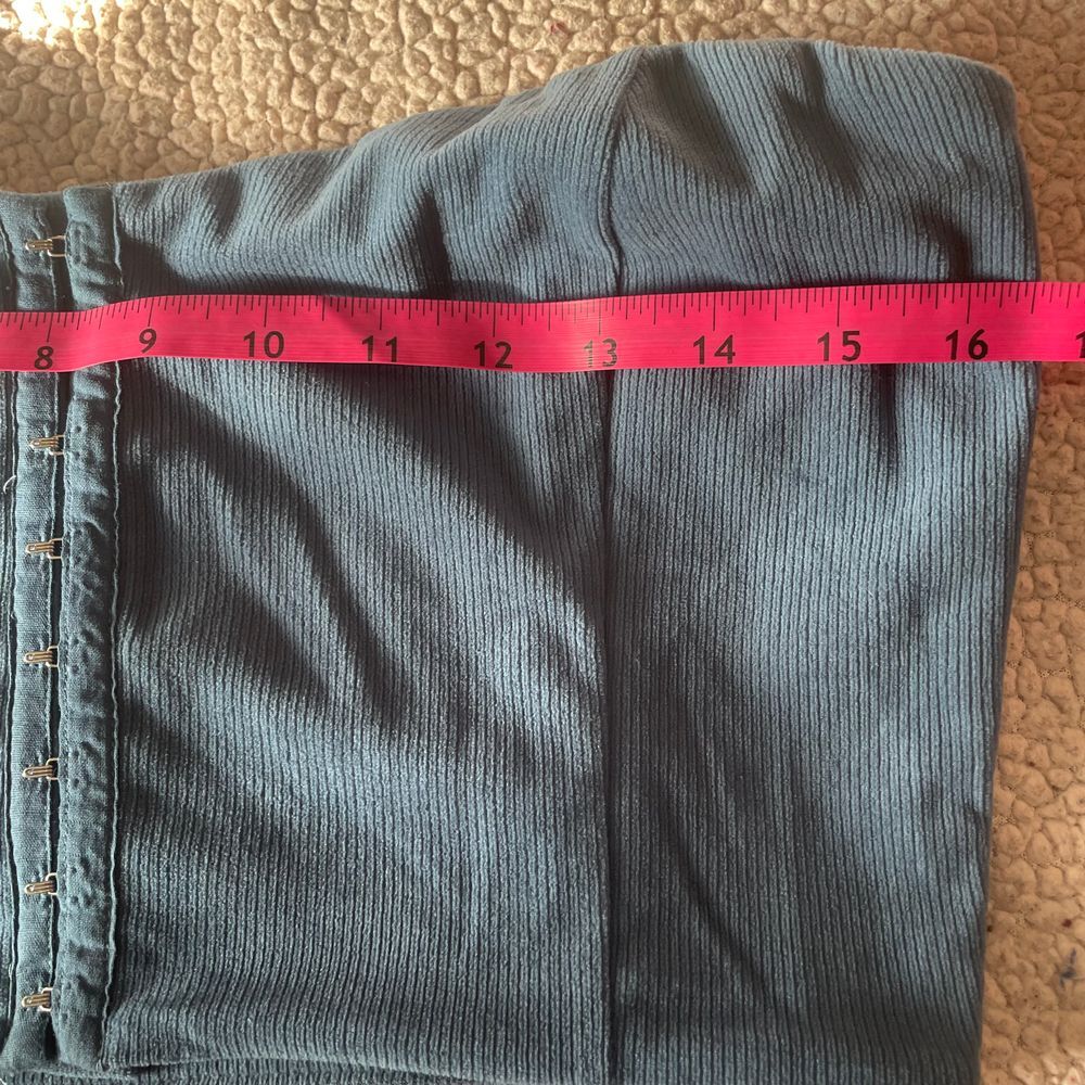 Little lie Vintage Style Blue Corduroy Bustier Crop Top with Hook Front Closure - Picture 11 of 12